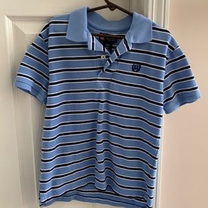 Chaps size S (8) polo in baby blue w stripes